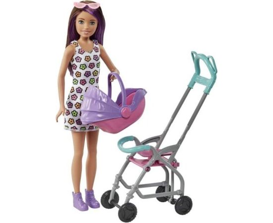 Mattel Barbie lelle Barbie Babysitter Skipper ratiņi + bērnu komplekts GXT34