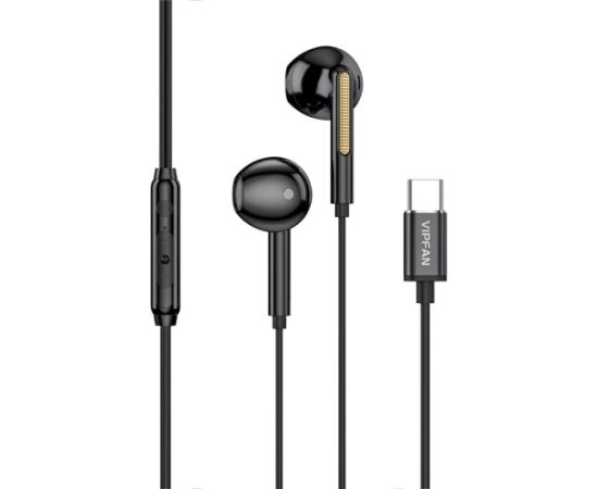 Wired in-ear headphones VFAN M11, USB-C (black)