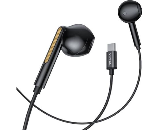 Wired in-ear headphones VFAN M11, USB-C (black)