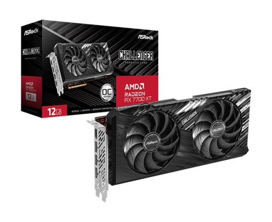 Graphics Card ASROCK AMD Radeon RX 7700 XT 12 GB GDDR6 192 bit PCIE 4.0 16x Two and Half Slot Fansink 1xHDMI 3xDisplayPort RX7700XTCL12GO