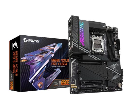 Mainboard GIGABYTE AMD B650 SAM5 ATX Memory DDR5 Memory slots 4 1xPCI-Express 3.0 16x 1xPCI-Express 4.0 4x	 1xPCI-Express 5.0 16x 4xM.2 1xHDMI 4xUSB 2.0 6xUSB 3.2 2xUSB-C 1xOptical S/PDIF 1xRJ45 2xAudio port B650EAPROXUSB4