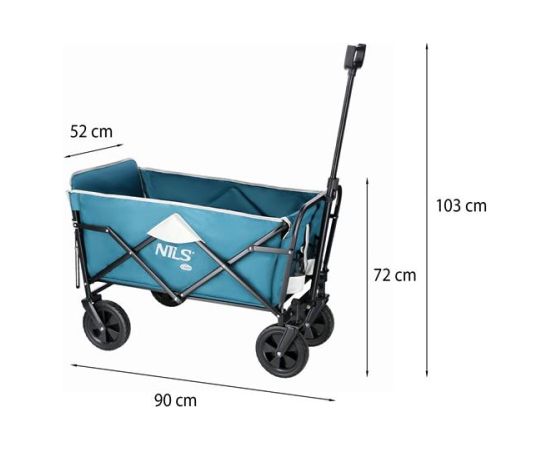 Saliekami kempinga ratiņi NC1606 FOLDING WAGON GREEN-GRAY NILS CAMP