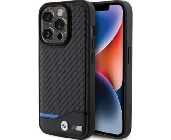 BMW PU Carbon Case Aizmugurējais Apvalks Priekš Apple iPhone 15 Pro Max