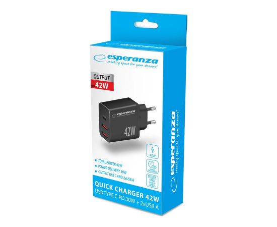 Esperanza EZC106K mains charger 42W Black