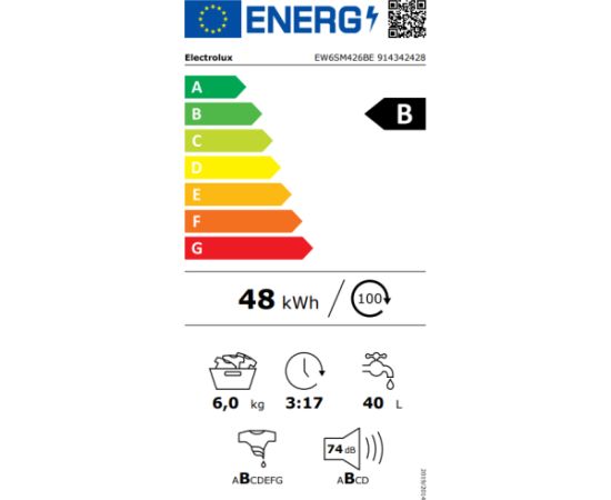 Electrolux EW6SM426BE Veļas mašīna 6kg 1200rpm