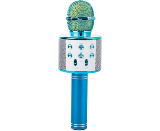 Goodbuy karaoke mikrofons ar iebūvētu bluetooth skaļruni | 3W | aux | balss modulators | USB | Micro SD zils