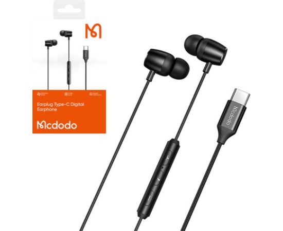 Mcdodo HP-1050 in-ear, wired headphones, USB-C (black)