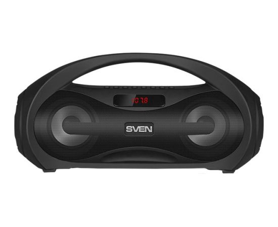 SVEN PS-425 2x6W; LED display; FM radio; USB/SD-card support; AUX; Microphone input (karaoke);Lighting