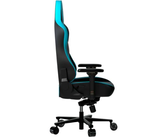 LORGAR Base 311, Gaming chair, PU eco-leather, 1.8 mm metal frame, multiblock mechanism, 4D armrests, 5 Star aluminium base, Class-4 gas lift, 75mm PU casters, Black + blue