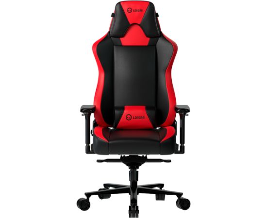 LORGAR Base 311, Gaming chair, PU eco-leather, 1.8 mm metal frame, multiblock mechanism, 4D armrests, 5 Star aluminium base, Class-4 gas lift, 75mm PU casters, Black + red