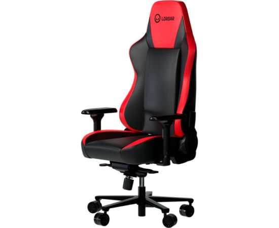 LORGAR Base 311, Gaming chair, PU eco-leather, 1.8 mm metal frame, multiblock mechanism, 4D armrests, 5 Star aluminium base, Class-4 gas lift, 75mm PU casters, Black + red