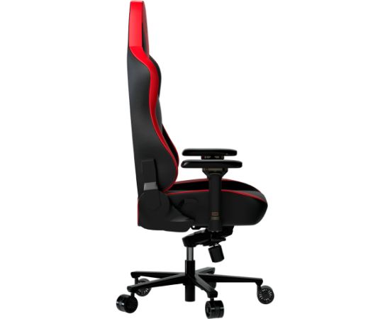 LORGAR Base 311, Gaming chair, PU eco-leather, 1.8 mm metal frame, multiblock mechanism, 4D armrests, 5 Star aluminium base, Class-4 gas lift, 75mm PU casters, Black + red