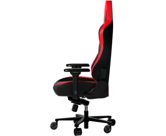 LORGAR Base 311, Gaming chair, PU eco-leather, 1.8 mm metal frame, multiblock mechanism, 4D armrests, 5 Star aluminium base, Class-4 gas lift, 75mm PU casters, Black + red