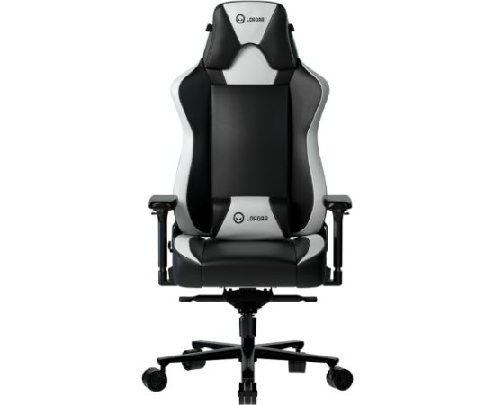 LORGAR Base 311, Gaming chair, PU eco-leather, 1.8 mm metal frame, multiblock mechanism, 4D armrests, 5 Star aluminium base, Class-4 gas lift, 75mm PU casters, Black + white