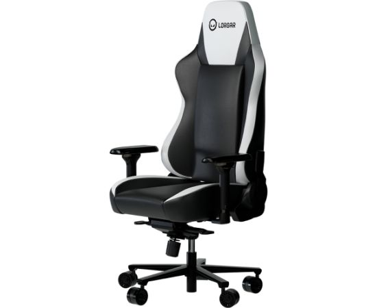 LORGAR Base 311, Gaming chair, PU eco-leather, 1.8 mm metal frame, multiblock mechanism, 4D armrests, 5 Star aluminium base, Class-4 gas lift, 75mm PU casters, Black + white