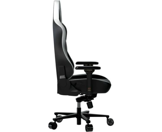 LORGAR Base 311, Gaming chair, PU eco-leather, 1.8 mm metal frame, multiblock mechanism, 4D armrests, 5 Star aluminium base, Class-4 gas lift, 75mm PU casters, Black + white