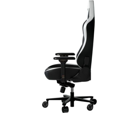 LORGAR Base 311, Gaming chair, PU eco-leather, 1.8 mm metal frame, multiblock mechanism, 4D armrests, 5 Star aluminium base, Class-4 gas lift, 75mm PU casters, Black + white