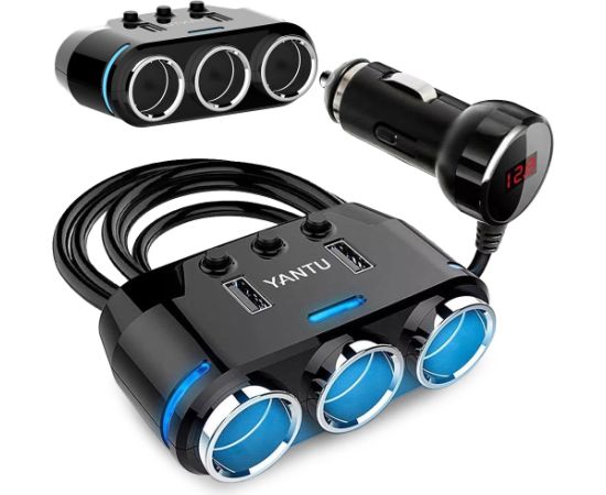 Goodbuy 3 x auto lādētāja ligzdas sadalītājs 12 | 24V | 2 x USB 2.1A | LED