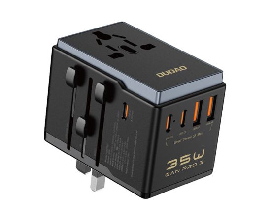 Dudao   Dudao A35Pro 35W EU / UK / AUS / US / JP travel adapter 3x USB-C 2x USB-A - black