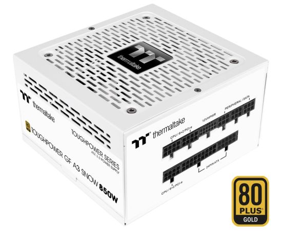 Thermaltake Toughpower GF A3 Snow 850W, PC power supply (white, 1x 12VHPWR, 5x PCIe, cable management, 850 watts)