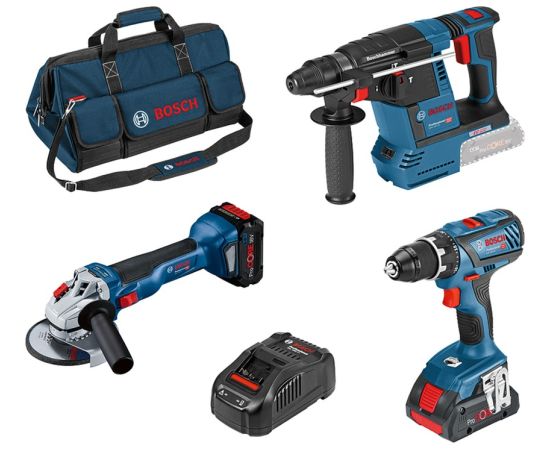 Bosch 3-piece 18V tool set, GSR + GWS + GBH, ProCORE (blue, 2x Li-Ion battery ProCORE18V (1x 8.0Ah, 1x 4.0Ah))