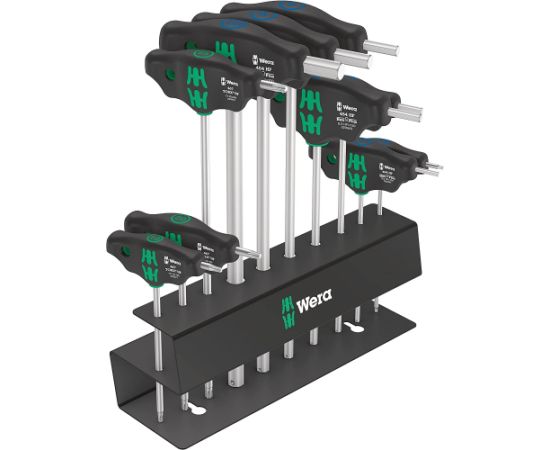 Wera Bicycle Set 6, screwdriver (black/green, 10 pieces, with metal rack for wall mounting)