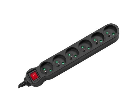 Maclean MCE225 power extension 1.5 m 6 AC outlet(s) Indoor Black