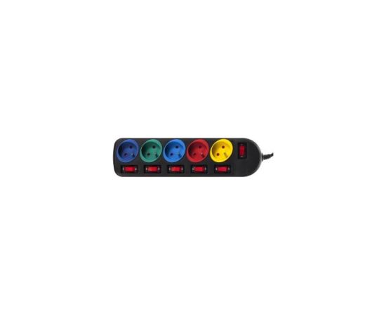 Maclean MCE204M power extension 1.5 m 5 AC outlet(s) Indoor Black, Multicolour