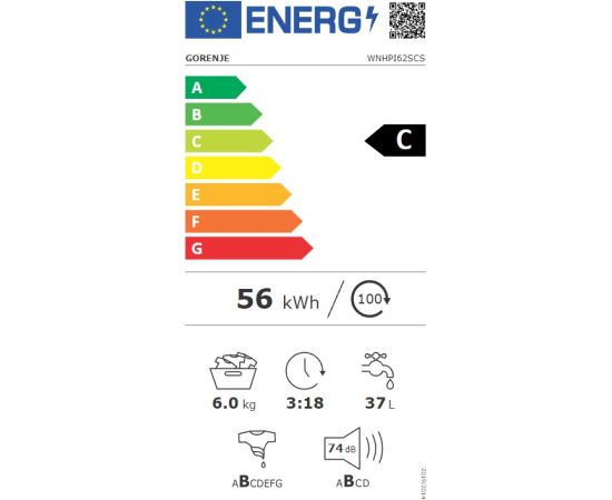 Gorenje WNHPI62SCS Veļas mazg. mašīna 6kg 1200rpm