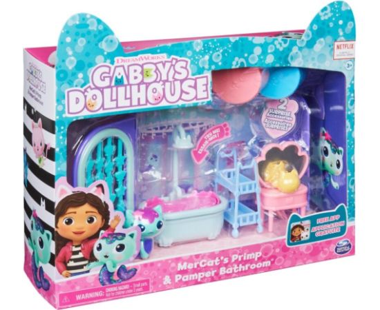 Spin Master Gabbys Dollhouse: Mercat Primp  Pamper Bathroom Deluxe Room Set (20130504)