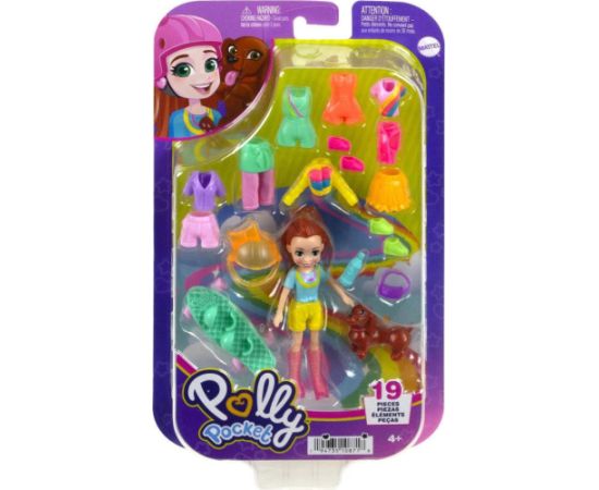 Mattel Polly Pocket: Medium Pack - Sports-Skate Pack Doll with Pet (HKV90)