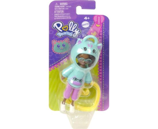 Mattel Polly Pocket: Hoodie Buddy - Cat Dark Skin Doll (HKV99)