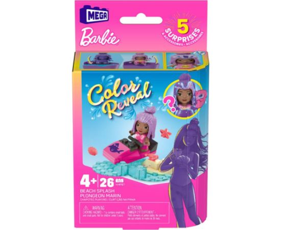 Mattel Mega Bloks Barbie: Color Reveal - Beach Splash Micro-Doll (HHP87)