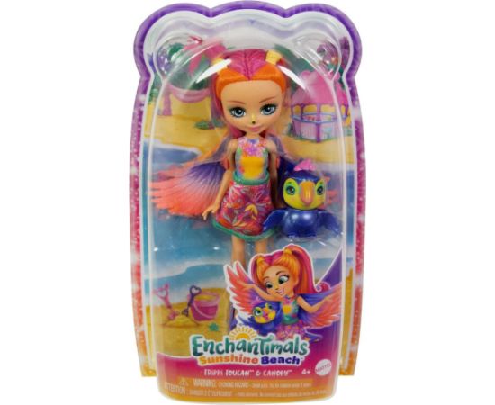 Mattel Enchantimals Sunshine Beach - Trippi Toucan and Canopy Doll with Pet (HRX83)