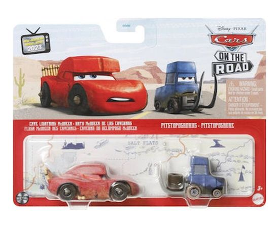 Mattel Disney Pixar: Cars On the Road - Cave Lightning McQueen  Pitstoposaurus (Set of 2) (HLH63)