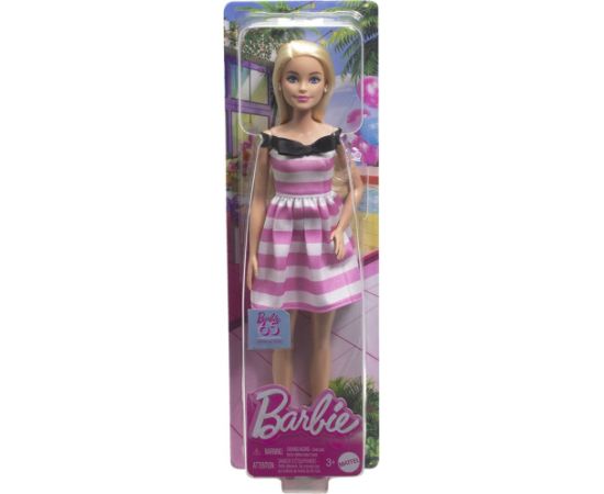 Mattel Barbie® 65th Anniversary - Blonde Doll with Pink Striped Dress (HTH66)