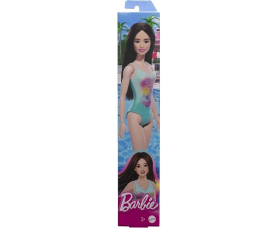 Mattel Barbie: Beach - Black Hair Doll Wearing Tropical Blue Swimsuit (HPV22)