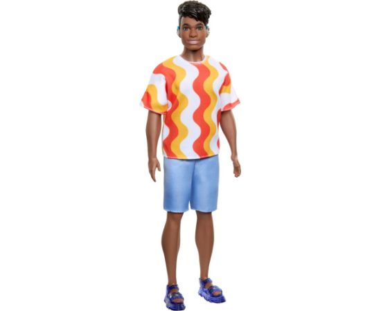 Mattel Barbie Ken Doll - Fashionistas #220 Dark Skin Doll with Behind the Ear Hearing Aids Wearing Orange Shirt  Jelly Shoes (HRH23)