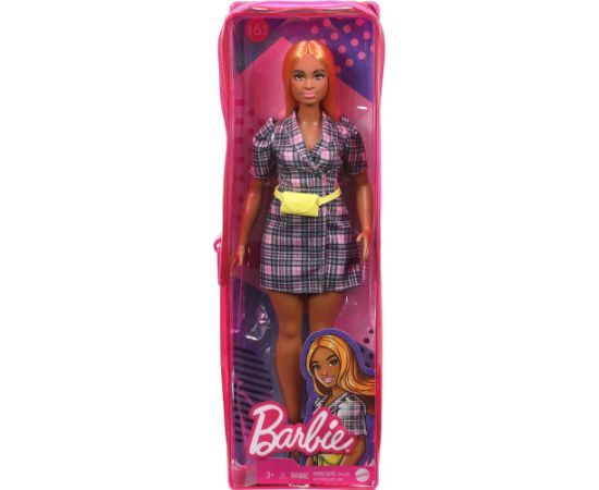 Mattel Barbie Doll - Fashionistas #161 - Puff Sleeve Plaid Blazer Dress Curvy Doll (GRB53)