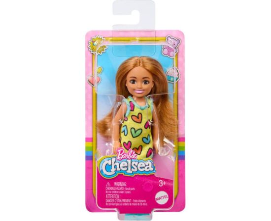 Mattel Barbie Club Chelsea Mini Girl Doll - Small Doll Wearing Removable Heart-print Dress  Shoes with Blond Ponytail (HNY57)