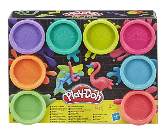 Hasbro Play-Doh Neon Non Toxic Set of 8 Colours Cans (E5063)