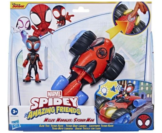 Hasbro Marvel Spidey and His Amazing Friends: Miles Morales: Spider-Man Glow Tech Techno-Racer (F4531)