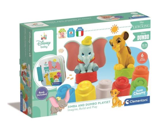 Clementoni AS Baby Clementoni Disney The Lion King: Soft Clemmy Touch  Play - Simba and Dumbo Playset Building Blocks (1033-17817)