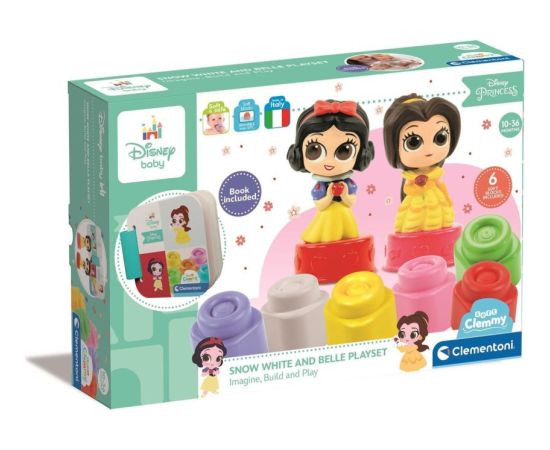 Clementoni AS Baby Clementoni Disney Princess: Soft Clemmy Touch  Play - Snow White and Belle Playset Building Blocks (1033-17843)