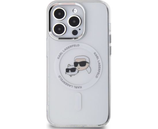 Karl Lagerfeld IML K&CH Heads Metal Frame MagSafe Case for iPhone 13 Pro Max Transparent