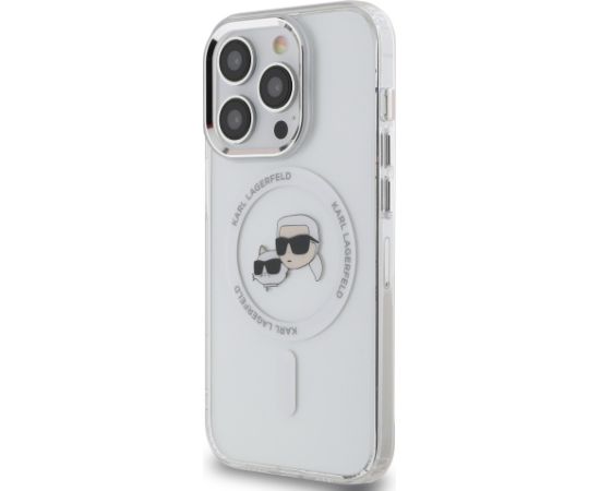 Karl Lagerfeld IML K&CH Heads Metal Frame MagSafe Case for iPhone 13 Pro Max Transparent