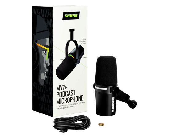 Shure MV7+-K - Lecture/vocal microphone with XLR/USB-C connector, black