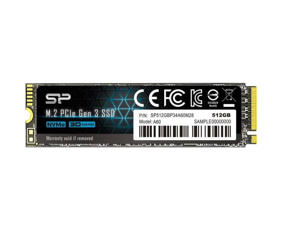 Silicon Power P34A60 M.2 512 GB SSD PCI Express SLC NVMe (SP512GBP34A60M28RR) Bulk