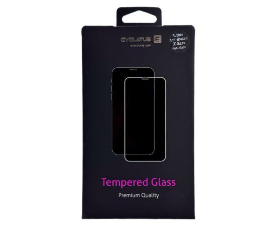 Evelatus Samsung  S23 Rubber Anti-Broken 3D Glass Full Cover Japan Glue Anti-Static Black