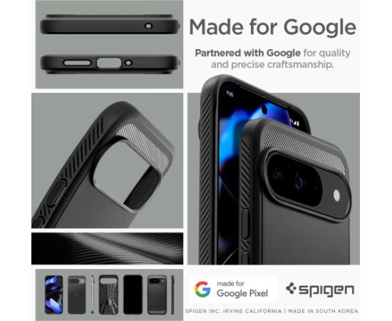 SPIGEN IZTURĪGS BRUŅU AIZSARGAPVALKS GOOGLE PIXEL 9 | 9 PRO MATĒTS MELNS